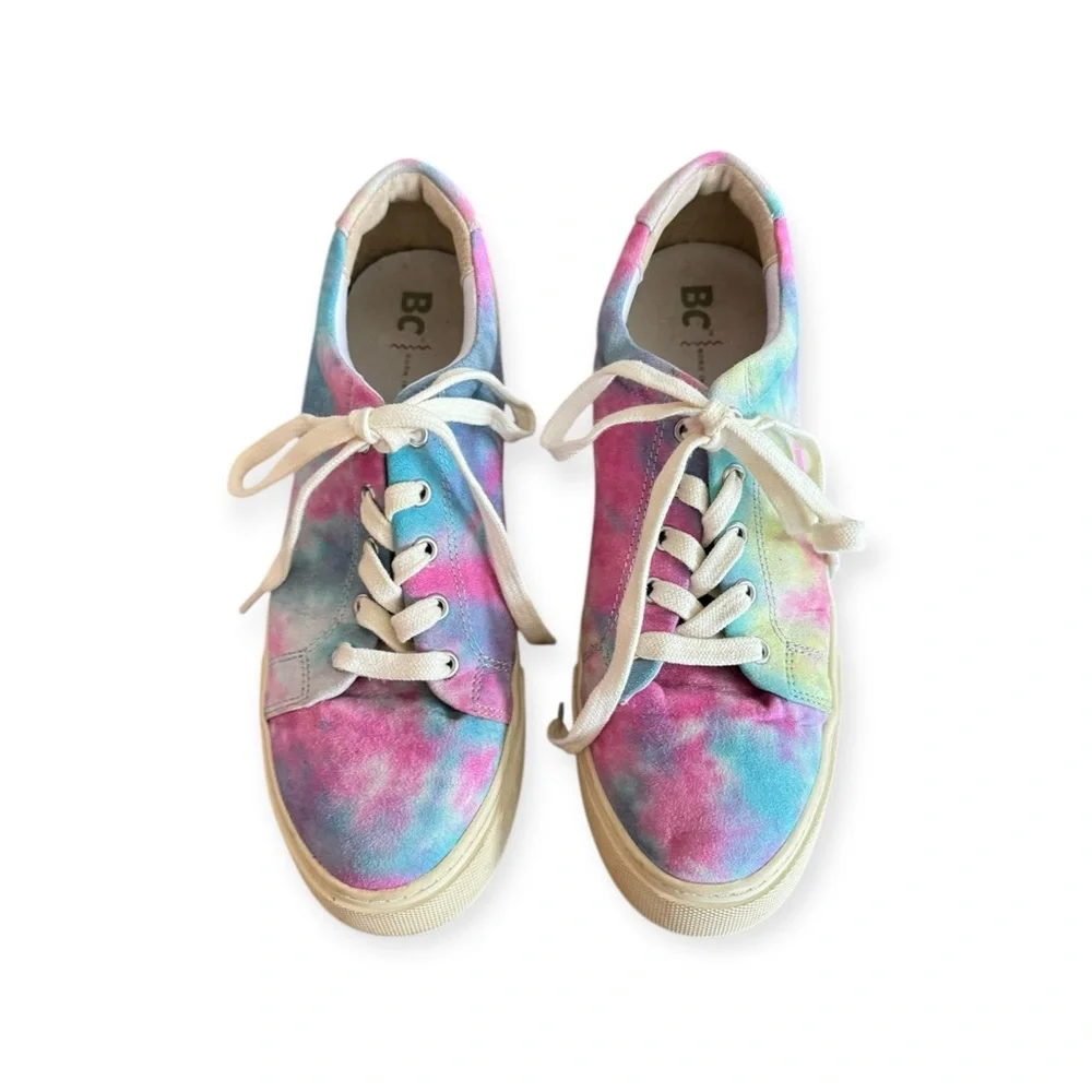Born in California pink blue platform 1" lace up fashion sneakers Sz 7 - Picture 2 of 11
